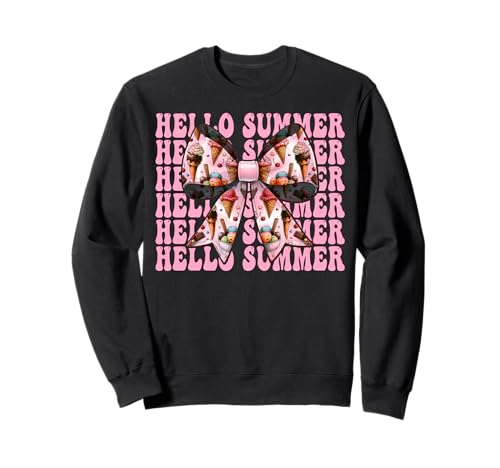 Hello Summer Eistüte Girl Mom Kokette Schleife Sweatshirt von Womens Pink Coquette Bow Ice Cream Cone Gifts