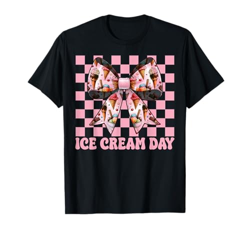 Ice Cream Day Coquette Schleife für Mädchen und Mama, Rosa T-Shirt von Womens Pink Coquette Bow Ice Cream Cone Gifts
