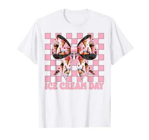 Ice Cream Day Coquette Schleife für Mädchen und Mama, Rosa T-Shirt von Womens Pink Coquette Bow Ice Cream Cone Gifts