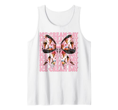 Ice Cream Day Coquette Schleife für Mädchen und Mama, Rosa Tank Top von Womens Pink Coquette Bow Ice Cream Cone Gifts