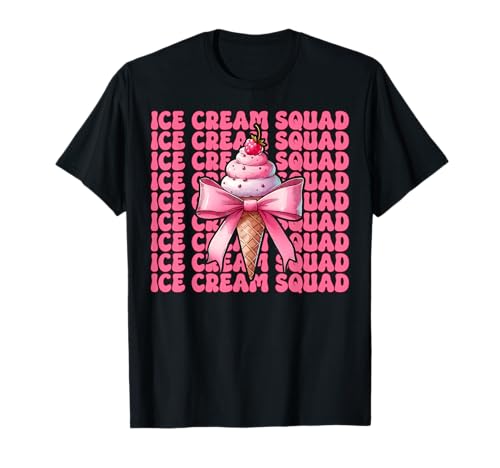 Ice Cream Squad Kokettenschleife für Mädchen, Mama, Rosa T-Shirt von Womens Pink Coquette Bow Ice Cream Cone Gifts