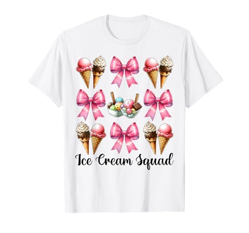Ice Cream Squad Kokettenschleife für Mädchen, Mama, Rosa T-Shirt von Womens Pink Coquette Bow Ice Cream Cone Gifts