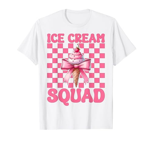 Ice Cream Squad Kokettenschleife für Mädchen, Mama, Rosa T-Shirt von Womens Pink Coquette Bow Ice Cream Cone Gifts