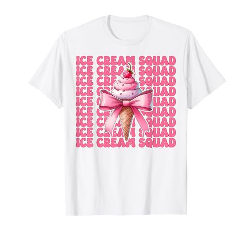 Ice Cream Squad Kokettenschleife für Mädchen, Mama, Rosa T-Shirt von Womens Pink Coquette Bow Ice Cream Cone Gifts
