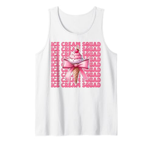 Ice Cream Squad Kokettenschleife für Mädchen, Mama, Rosa Tank Top von Womens Pink Coquette Bow Ice Cream Cone Gifts