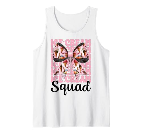 Ice Cream Squad Kokettenschleife für Mädchen, Mama, Rosa Tank Top von Womens Pink Coquette Bow Ice Cream Cone Gifts