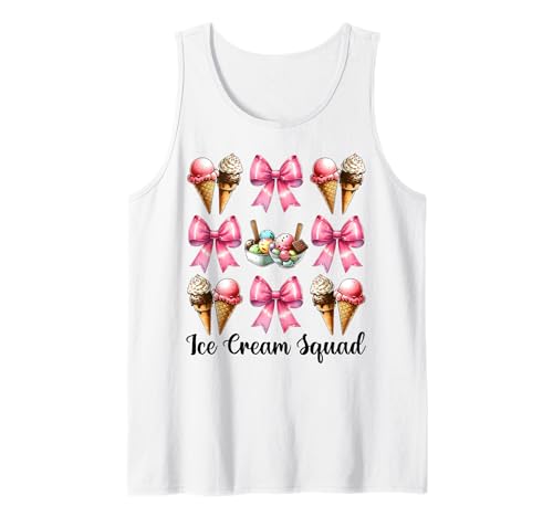 Ice Cream Squad Kokettenschleife für Mädchen, Mama, Rosa Tank Top von Womens Pink Coquette Bow Ice Cream Cone Gifts