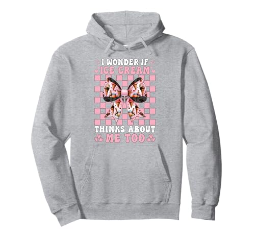 Ich Frage Mich, ob Eiscreme auch an Mich Denkt Cone Girl Coquette Pullover Hoodie von Womens Pink Coquette Bow Ice Cream Cone Gifts