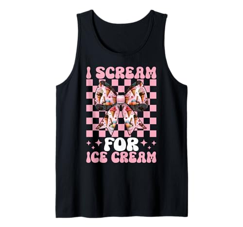 Rosafarbene Kokettenschleife mit Aufdruck „I Scream for Ice Cream Cone“ für Mädchen und Mama Tank Top von Womens Pink Coquette Bow Ice Cream Cone Gifts