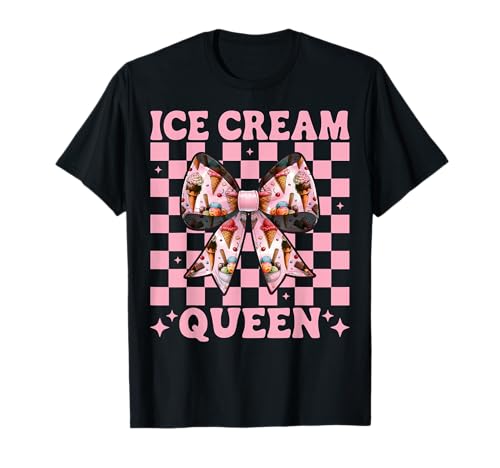 Rosafarbene Kokettenschleife von Ice Cream Queen Cone Girl Mama T-Shirt von Womens Pink Coquette Bow Ice Cream Cone Gifts