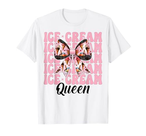 Rosafarbene Kokettenschleife von Ice Cream Queen Cone Girl Mama T-Shirt von Womens Pink Coquette Bow Ice Cream Cone Gifts