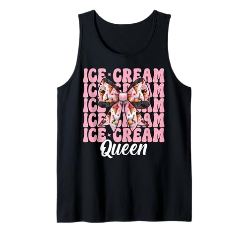 Rosafarbene Kokettenschleife von Ice Cream Queen Cone Girl Mama Tank Top von Womens Pink Coquette Bow Ice Cream Cone Gifts