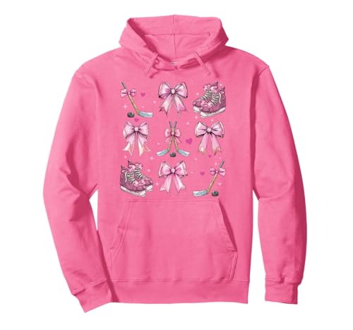 Eishockeyschläger Hockeyschlittschuhe Mädchen Kokette Schleife Rosa Mama Pullover Hoodie von Womens Pink Coquette Bow Ice Hockey Player Gifts