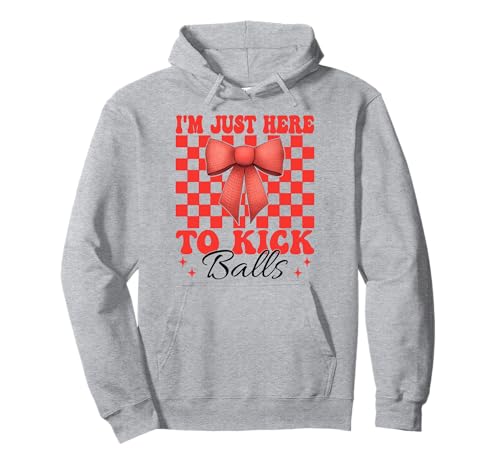 Ich bin nur hier, um Bälle zu kicken Kickball Girl Coquette Bow Pullover Hoodie Ich bin nur hier, um Bälle zu kicken Kickball Girl Coquette Bow Pullover Hoodie von Womens Pink Coquette Bow Kickball Player Gifts