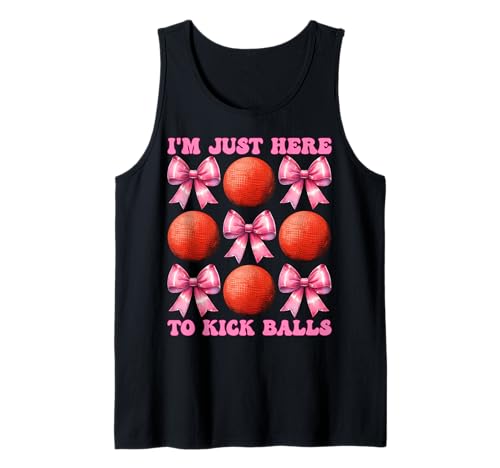 Ich bin nur hier, um Bälle zu kicken Kickball Girl Coquette Bow Tank Top Ich bin nur hier, um Bälle zu kicken Kickball Girl Coquette Bow Tank Top von Womens Pink Coquette Bow Kickball Player Gifts