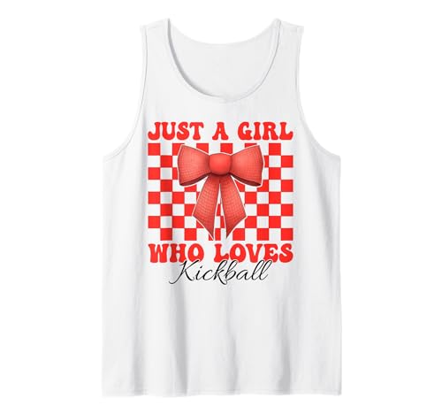 Nur ein Mädchen, das Kickball liebt Mama Coquette Bow Tank Top von Womens Pink Coquette Bow Kickball Player Gifts
