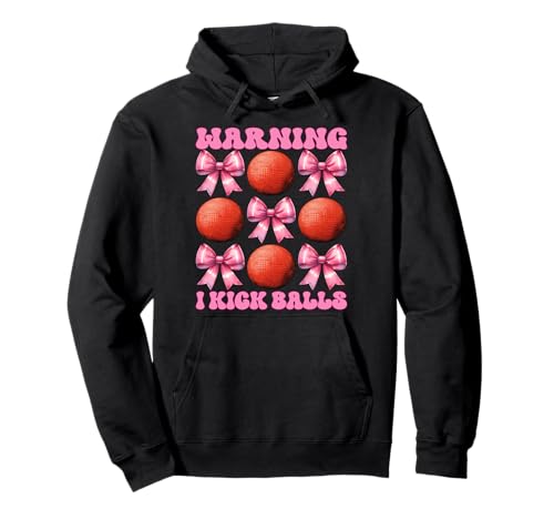 Warnung Ich kicke Balls Kickball Girl Kokette Bogen Pullover Hoodie Warnung Ich kicke Balls Kickball Girl Kokette Bogen Pullover Hoodie von Womens Pink Coquette Bow Kickball Player Gifts