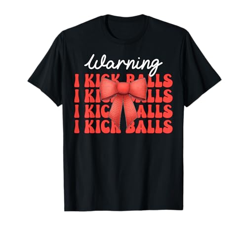 Warnung Ich kicke Balls Kickball Girl Kokette Bogen T-Shirt Warnung Ich kicke Balls Kickball Girl Kokette Bogen T-Shirt von Womens Pink Coquette Bow Kickball Player Gifts