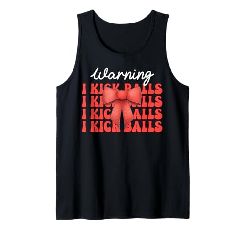 Warnung Ich kicke Balls Kickball Girl Kokette Bogen Tank Top von Womens Pink Coquette Bow Kickball Player Gifts
