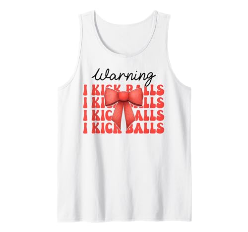 Warnung Ich kicke Balls Kickball Girl Kokette Bogen Tank Top von Womens Pink Coquette Bow Kickball Player Gifts