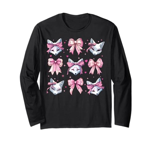 Kitsune Fuchsmaske Mädchen Kokette Schleife Rosa Mama Langarmshirt Kitsune Fuchsmaske Mädchen Kokette Schleife Rosa Mama Langarmshirt von Womens Pink Coquette Bow Kitsune Fox Gifts