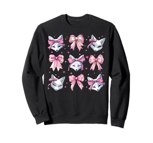 Kitsune Fuchsmaske Mädchen Kokette Schleife Rosa Mama Sweatshirt von Womens Pink Coquette Bow Kitsune Fox Gifts