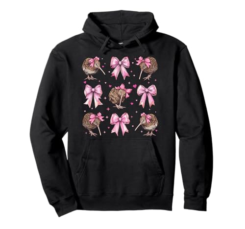 Kiwi Bird Girl Kokette Schleife Rosa Pullover Hoodie von Womens Pink Coquette Bow Kiwi Bird Gifts