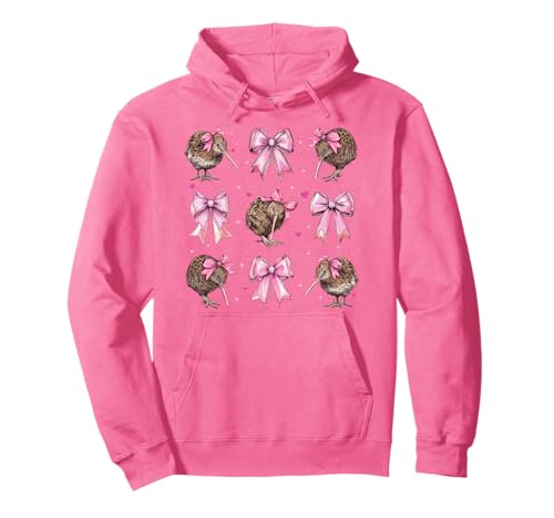 Kiwi Bird Girl Kokette Schleife Rosa Pullover Hoodie von Womens Pink Coquette Bow Kiwi Bird Gifts