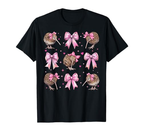 Kiwi Bird Girl Kokette Schleife Rosa T-Shirt Kiwi Bird Girl Kokette Schleife Rosa T-Shirt von Womens Pink Coquette Bow Kiwi Bird Gifts