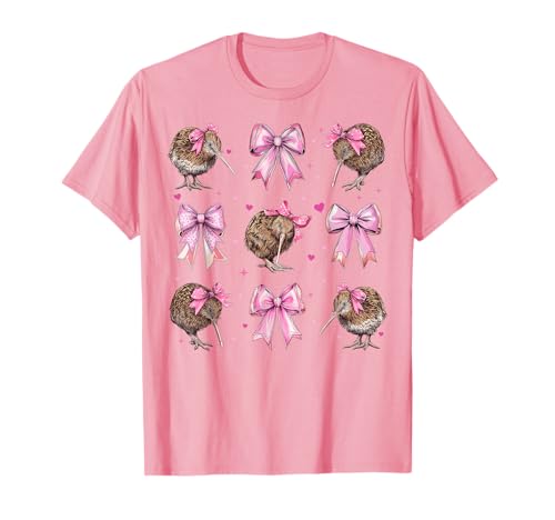 Kiwi Bird Girl Kokette Schleife Rosa T-Shirt von Womens Pink Coquette Bow Kiwi Bird Gifts
