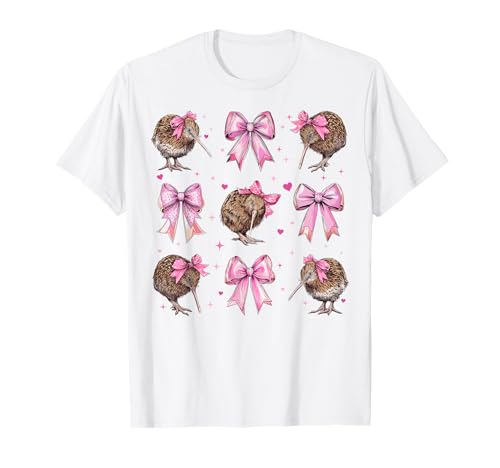 Kiwi Bird Girl Kokette Schleife Rosa T-Shirt Kiwi Bird Girl Kokette Schleife Rosa T-Shirt von Womens Pink Coquette Bow Kiwi Bird Gifts