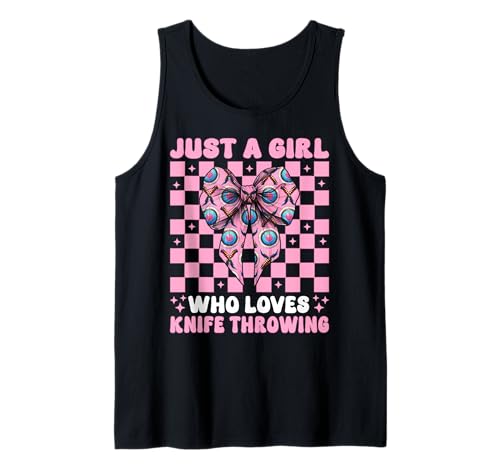 Just A Girl Who Loves Messer Werfen Messer Werfer Kokette Tank Top von Womens Pink Coquette Bow Knife Throwing Gifts