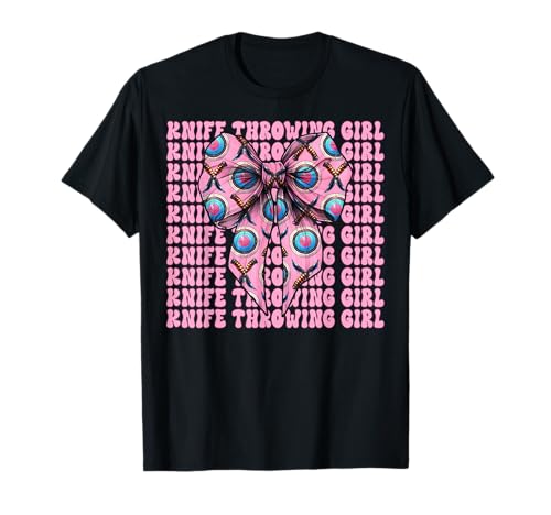 Messer werfen Mädchen Messerwerfer Kokette Bogen T-Shirt von Womens Pink Coquette Bow Knife Throwing Gifts