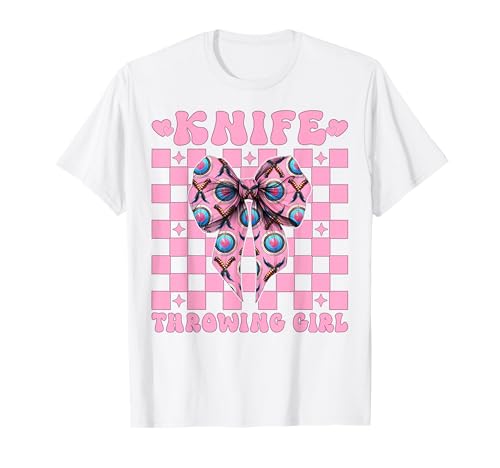 Messer werfen Mädchen Messerwerfer Kokette Bogen T-Shirt von Womens Pink Coquette Bow Knife Throwing Gifts