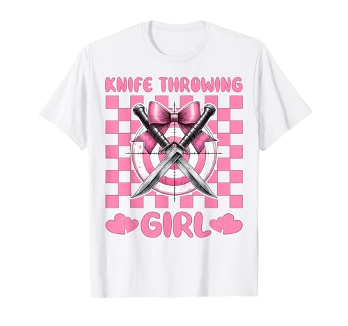 Messer werfen Mädchen Messerwerfer Kokette Bogen T-Shirt von Womens Pink Coquette Bow Knife Throwing Gifts