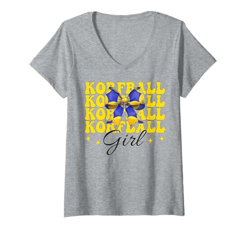 Damen Korfball Mädchen Kokette Schleife T-Shirt mit V-Ausschnitt von Womens Pink Coquette Bow Korfball Player Gifts