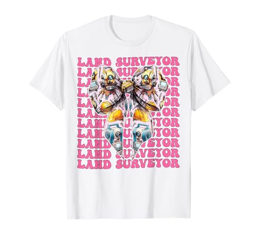Landvermesser Landvermessung Kartograph Mädchen Coquette Bow T-Shirt Landvermesser Landvermessung Kartograph Mädchen Coquette Bow T-Shirt von Womens Pink Coquette Bow Land Surveyor Gifts