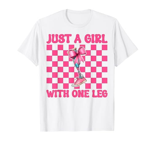 Just A Girl With One Leg Amputierte Amputation Prothese Leg T-Shirt von Womens Pink Coquette Bow Leg Amputee Patient Gifts