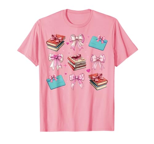 Bibliothekarin Bibliothek Bücher Mädchen Coquette Bow Pink Mom T-Shirt Bibliothekarin Bibliothek Bücher Mädchen Coquette Bow Pink Mom T-Shirt von Womens Pink Coquette Bow Librarian Library Gifts