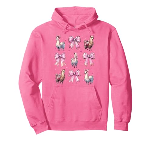 Lama Alpaka Mädchen Kokette Schleife Rosa Mama Pullover Hoodie von Womens Pink Coquette Bow Llama Alpaca Gifts