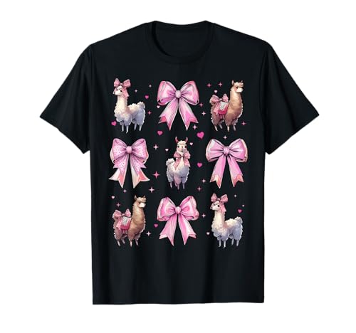 Lama Alpaka Mädchen Kokette Schleife Rosa Mama T-Shirt von Womens Pink Coquette Bow Llama Alpaca Gifts