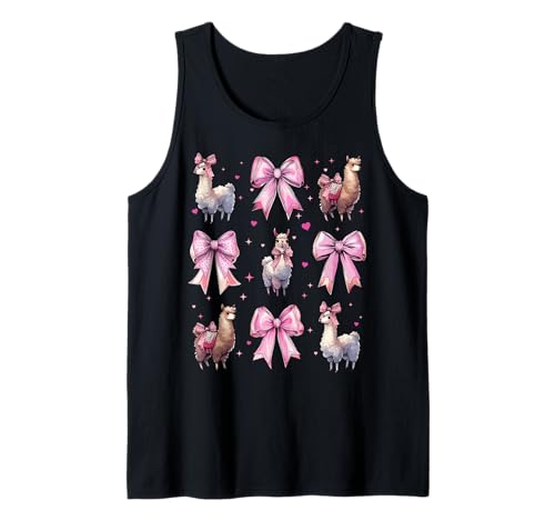 Lama Alpaka Mädchen Kokette Schleife Rosa Mama Tank Top von Womens Pink Coquette Bow Llama Alpaca Gifts