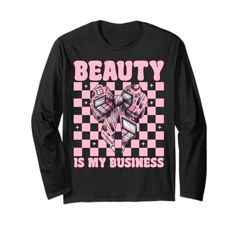 Make-up Artist MUA Girl Mom Coquette Beauty is My Business Langarmshirt von Womens Pink Coquette Bow MUA Beautician Gifts