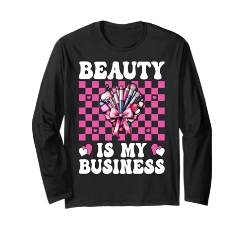 Make-up Artist MUA Girl Mom Coquette Beauty is My Business Langarmshirt von Womens Pink Coquette Bow MUA Beautician Gifts