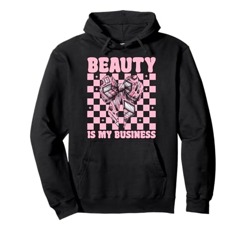 Make-up Artist MUA Girl Mom Coquette Beauty is My Business Pullover Hoodie von Womens Pink Coquette Bow MUA Beautician Gifts