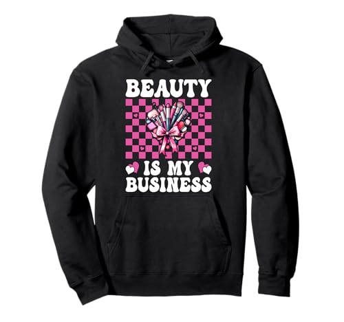 Make-up Artist MUA Girl Mom Coquette Beauty is My Business Pullover Hoodie von Womens Pink Coquette Bow MUA Beautician Gifts