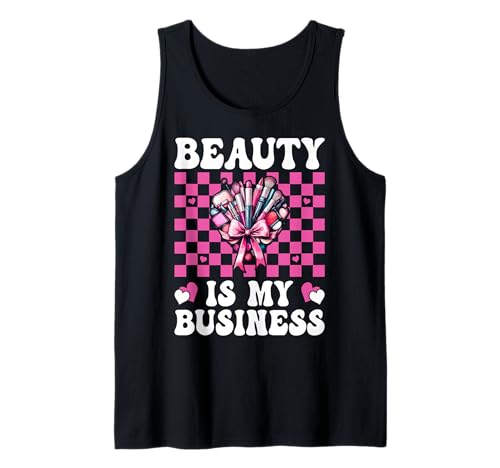 Make-up Artist MUA Girl Mom Coquette Beauty is My Business Tank Top Make-up Artist MUA Girl Mom Coquette Beauty is My Business Tank Top von Womens Pink Coquette Bow MUA Beautician Gifts