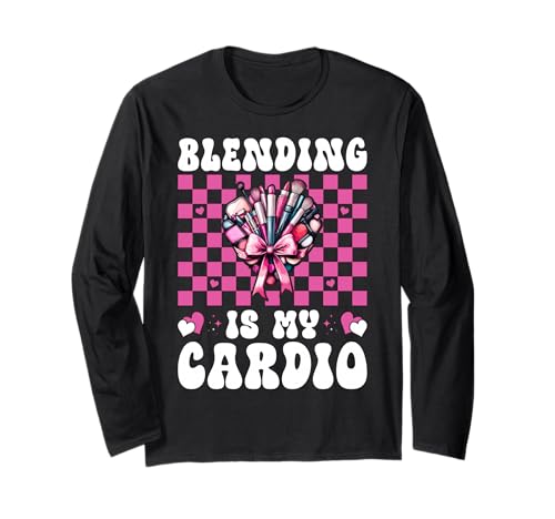 Visagistin MUA Girl Mom Coquette Blending is My Cardio Langarmshirt von Womens Pink Coquette Bow MUA Beautician Gifts