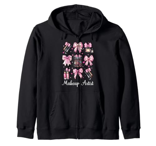 Visagistin MUA Girl Mom Coquette Bow Kapuzenjacke Visagistin MUA Girl Mom Coquette Bow Kapuzenjacke von Womens Pink Coquette Bow MUA Beautician Gifts