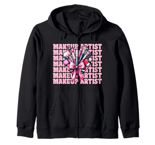 Visagistin MUA Girl Mom Coquette Bow Kapuzenjacke von Womens Pink Coquette Bow MUA Beautician Gifts